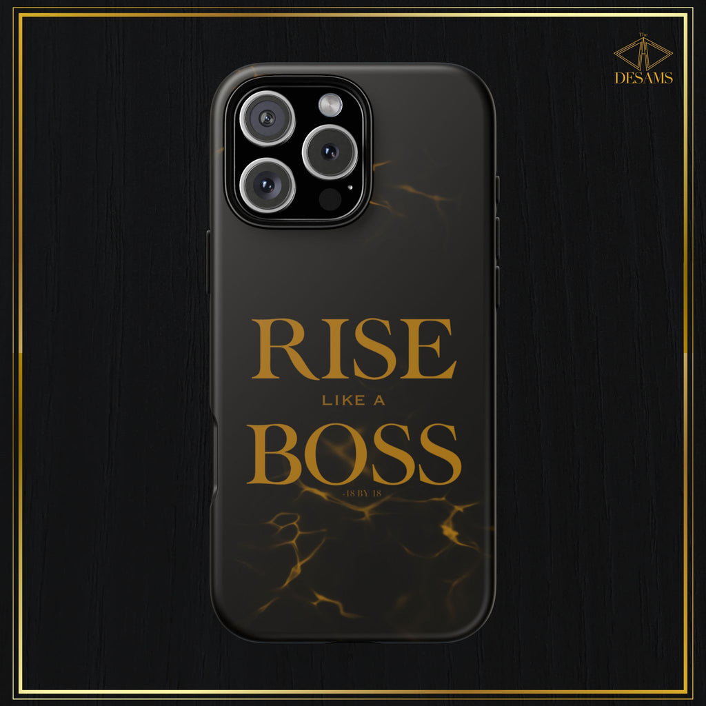 Rise Like a Boss — Black & Gold Motivational Tough Phone Case