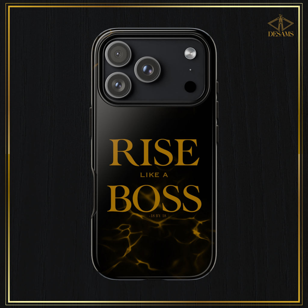 Rise Like a Boss — Black & Gold Motivational Tough Phone Case