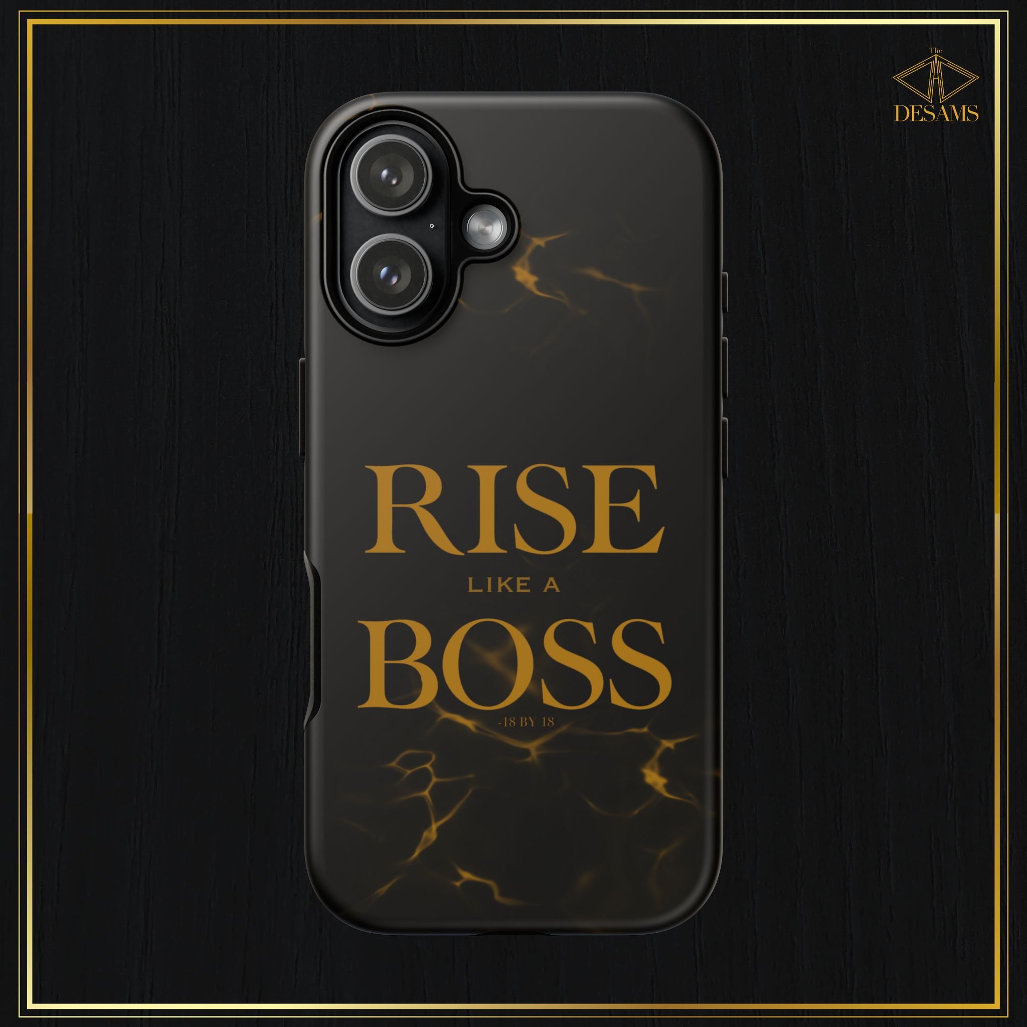 Rise Like a Boss — Black & Gold Motivational Tough Phone Case
