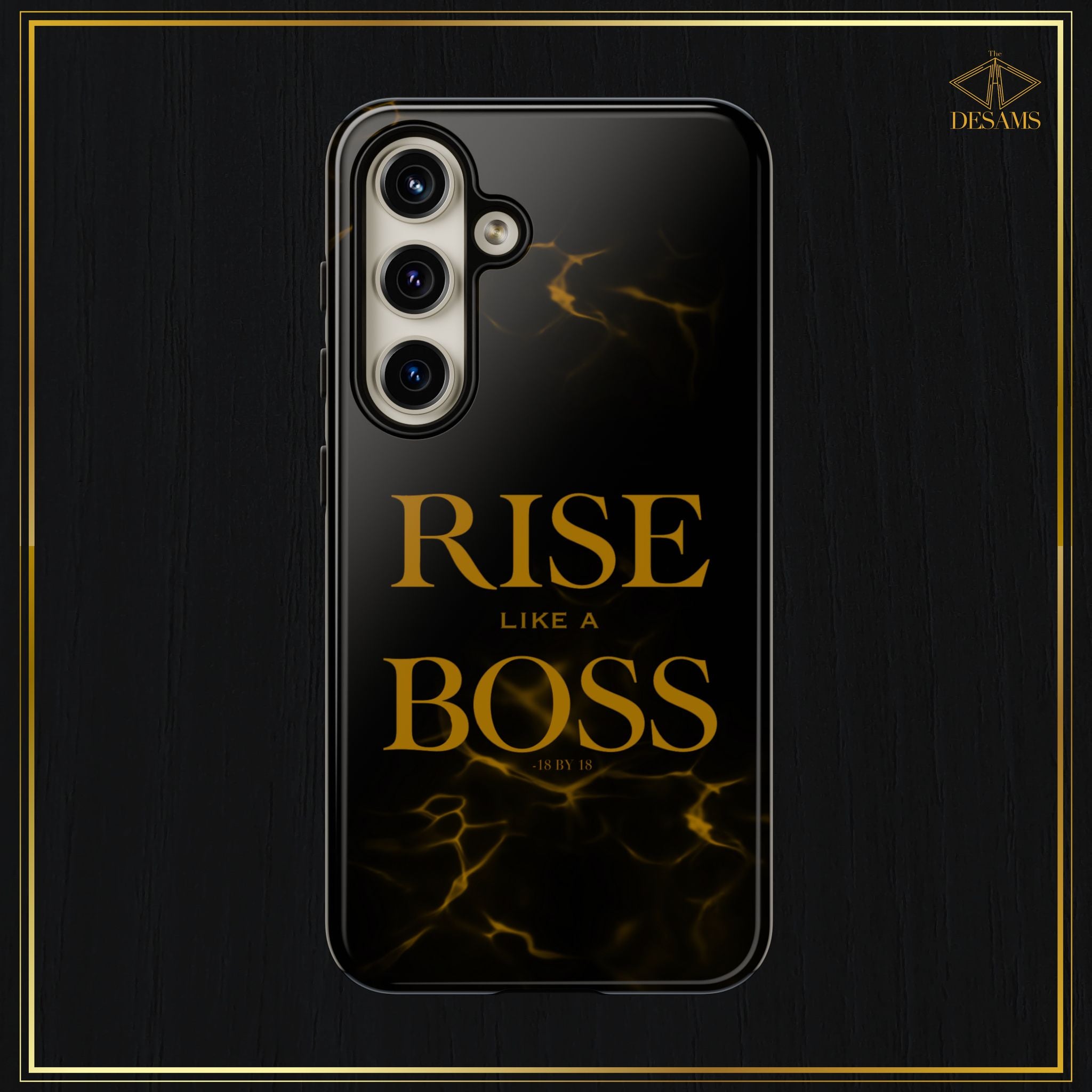 Rise Like a Boss — Black & Gold Motivational Tough Phone Case