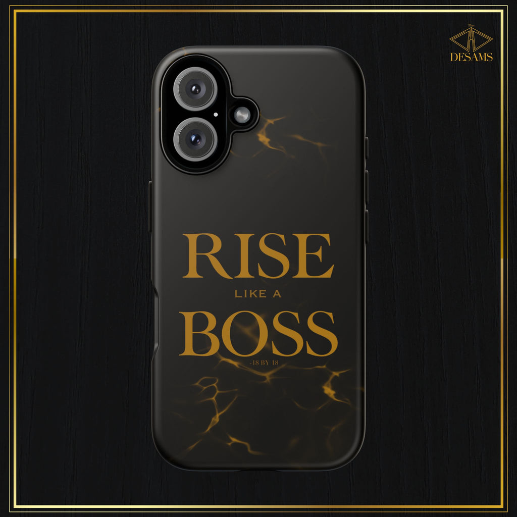 Rise Like a Boss — Black & Gold Motivational Tough Phone Case