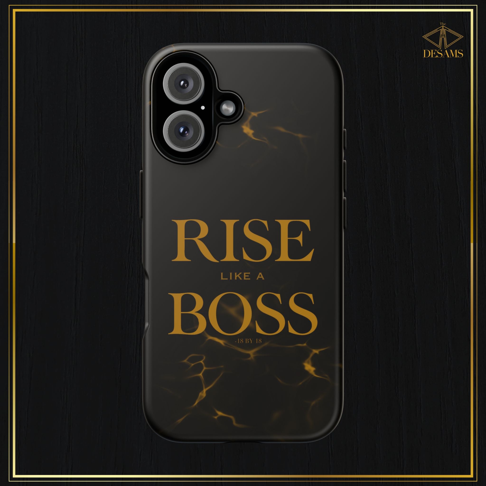 Rise Like a Boss — Black & Gold Motivational Tough Phone Case