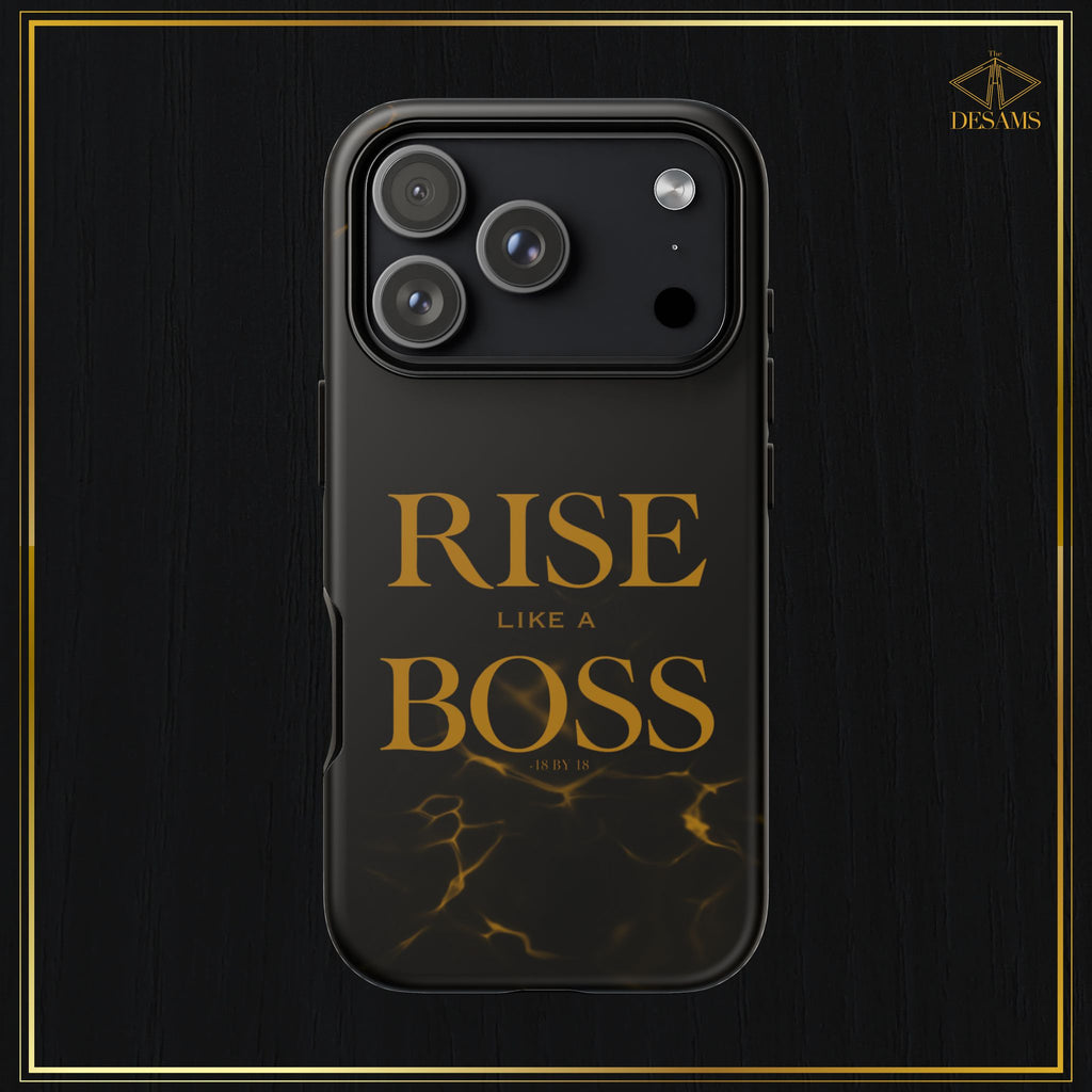 Rise Like a Boss — Black & Gold Motivational Tough Phone Case