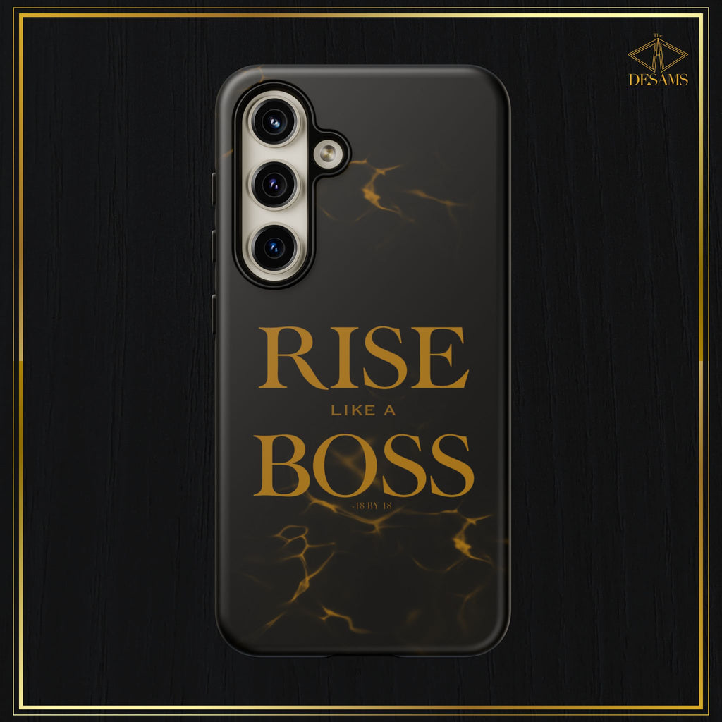 Rise Like a Boss — Black & Gold Motivational Tough Phone Case