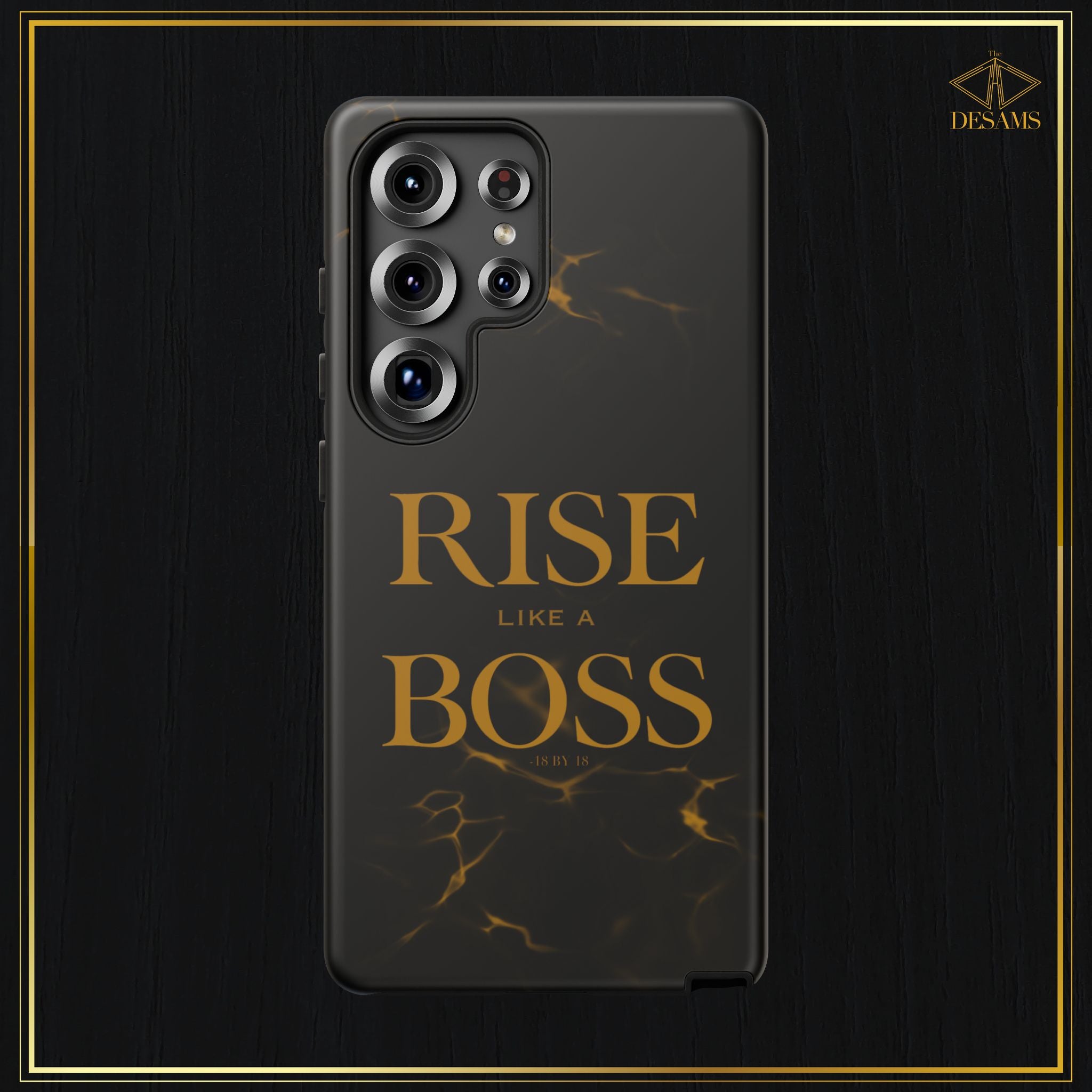 Rise Like a Boss — Black & Gold Motivational Tough Phone Case