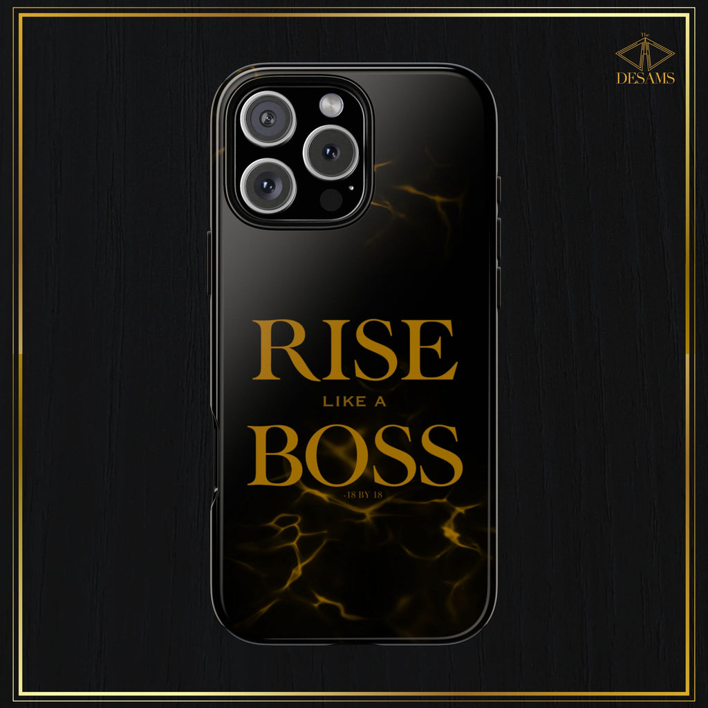 Rise Like a Boss — Black & Gold Motivational Tough Phone Case