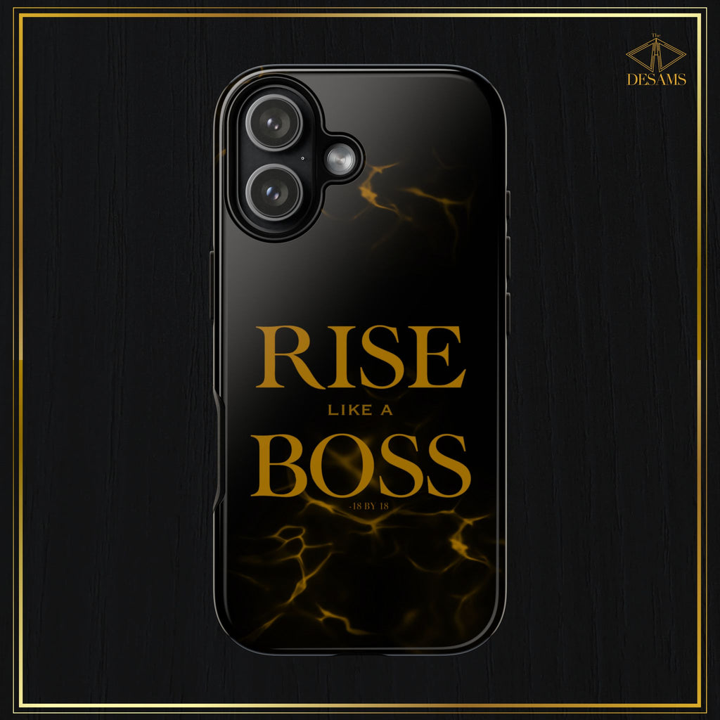 Rise Like a Boss — Black & Gold Motivational Tough Phone Case