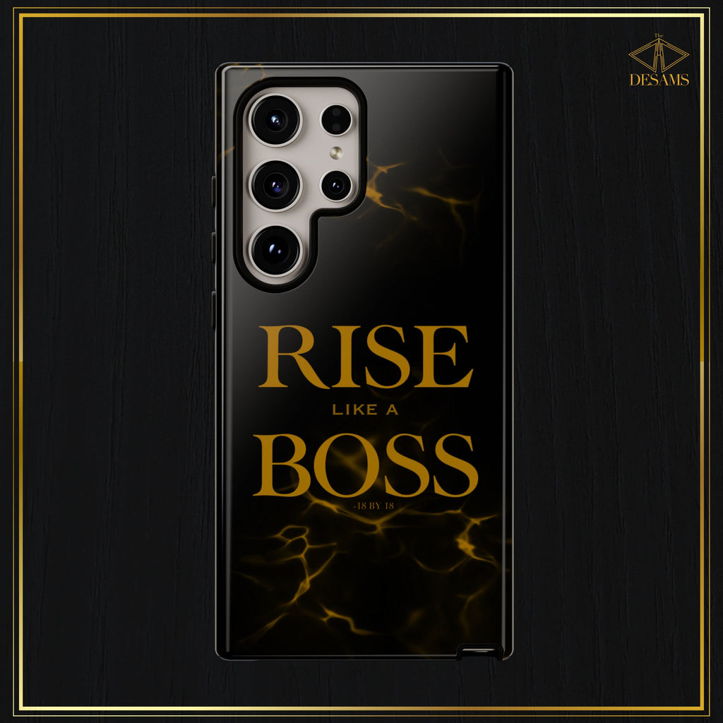 Rise Like a Boss — Black & Gold Motivational Tough Phone Case
