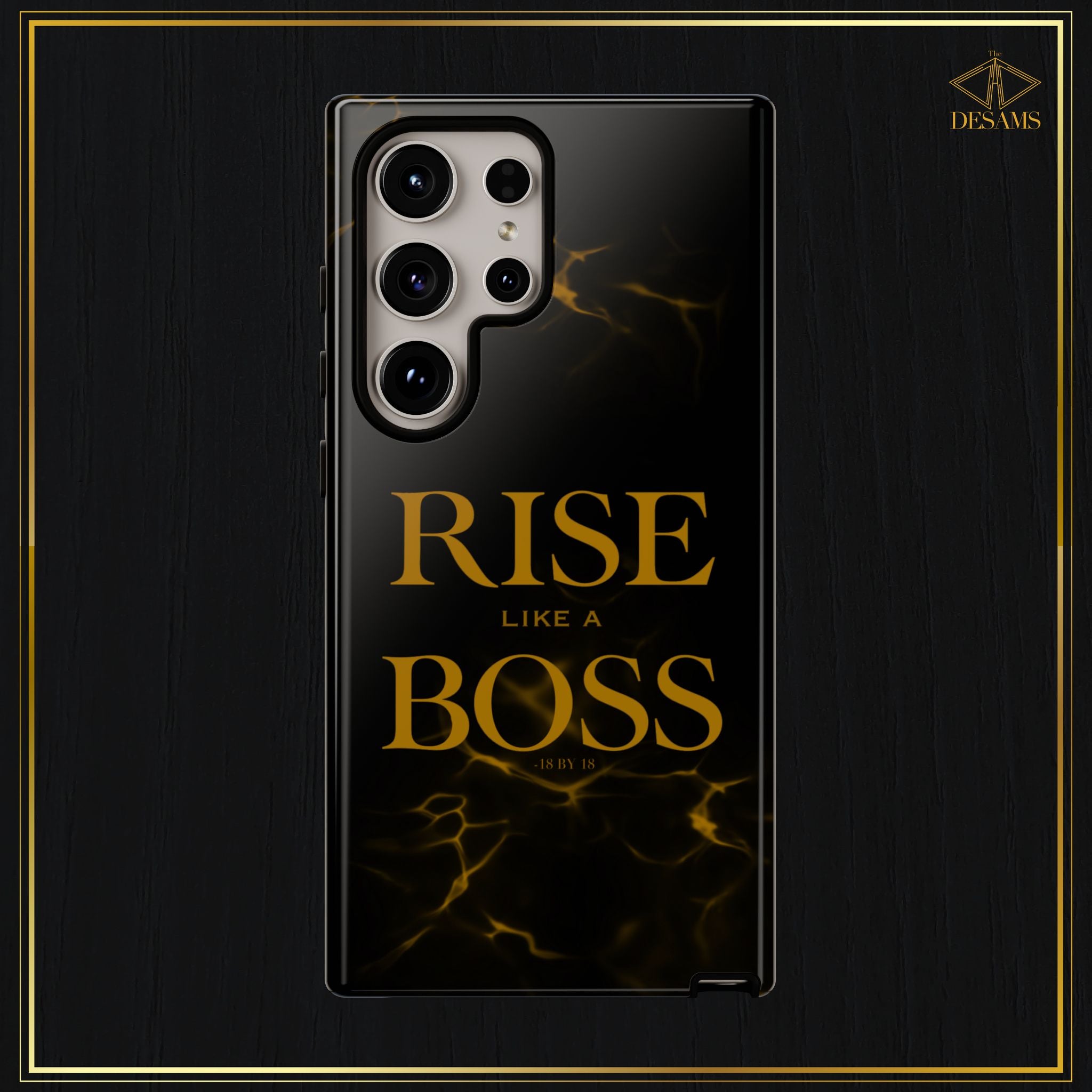 Rise Like a Boss — Black & Gold Motivational Tough Phone Case