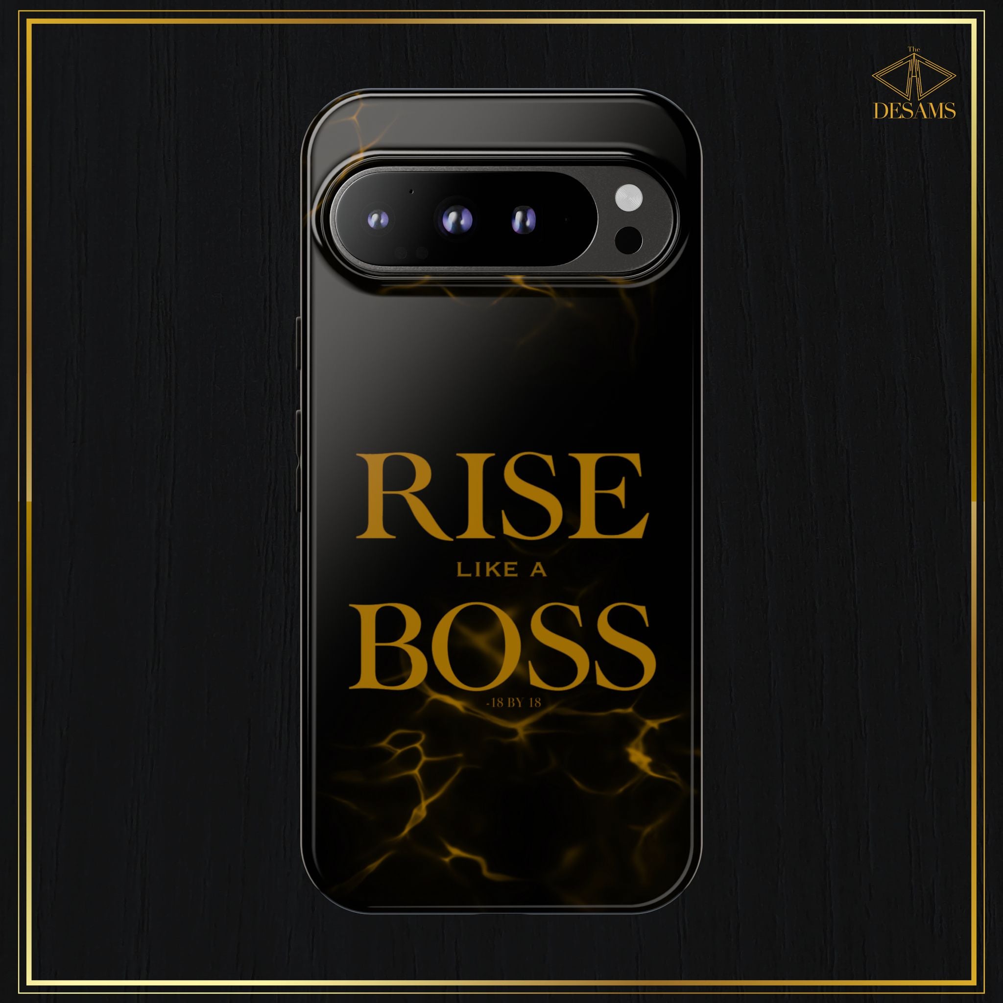 Rise Like a Boss — Black & Gold Motivational Tough Phone Case