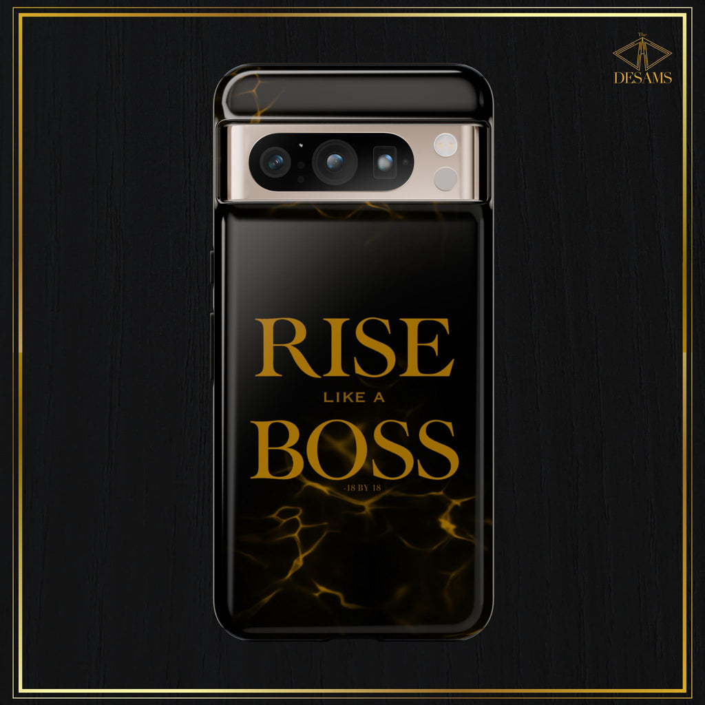 Rise Like a Boss — Black & Gold Motivational Tough Phone Case